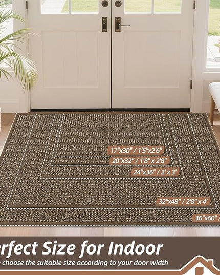 BEQHAUSE Dirt Trapper Door Mat 36" x 60", Non-Slip Washable Doormats Entrance Mat, Dirt Resistant and Absorbent Welcome Mat, Low Profile Floor Mats for Front Back Door and Entryway, Brown