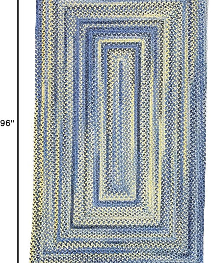 Capel American Heritage Blue Yellow 5' 0" X 8' 0" Concentric Rectangle Braided Rug