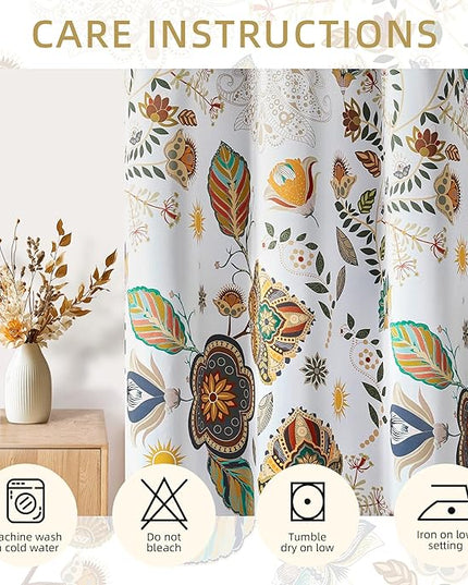 Blackout Curtains for Bedroom White Luxury Floral Curtains 96 Inches for Living Room Vintage Victorian Botanical Drapes Mid Century Art Deco Flower Leaf Thermal Insulated Window Treatment 2 Panels