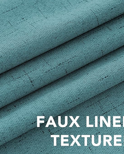 H.VERSAILTEX Linen Blackout Curtains 63 Inches Long 100% Absolutely Blackout Thermal Insulated Textured Linen Look Curtain Draperies Anti-Rust Grommet, Energy Saving with White Liner, 2 Panels, Teal