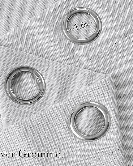 NICETOWN Faux Linen Greyish White Blackout Curtains 84 inches Long for Living Room - Privacy Panels for Bedroom, Modern Farmhouse Style Easy Care Grommet Top, 2 Panels, W52 by L84