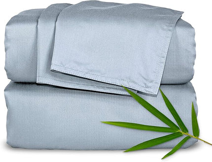 Pure Bamboo Twin Sheets, Genuine 100% Organic Viscose Derived from Bamboo Bed Sheet Set, Luxuriously Soft & Cooling, Double Stitching, 2 Year Quality Promise (Twin, Sterling Blue)