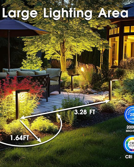 Energetic 3CCT Low Voltage Landscape Lights, 5W 200LM IP65 Waterproof LED Pathway Lights, 50000 Hrs, Outdoor Landscape Lighting, Square Modern Side Lit, Die-cast Aluminum Housing, ETL Listed, 6 Pack
