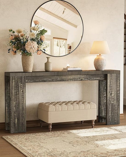 LITTLE TREE 70.9-Inch Long Console Table, Narrow Sofa Table Behind The Couch, Farmhouse Console Table for Living Room, Entryway, Hallway