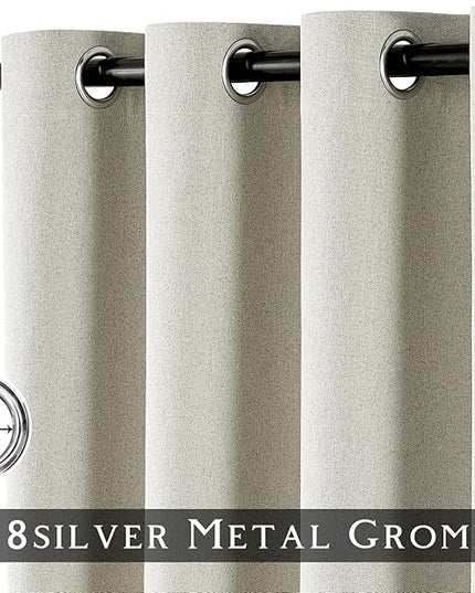 ChrisDowa 100% Blackout Greyish Beige Solid Curtains 84 Inches Long 2 Panels for Bedroom Living Room,Farmhouse Room Darkening Thermal Insulated Soundproof Grommet Top Window Treatment Drapes,52x84