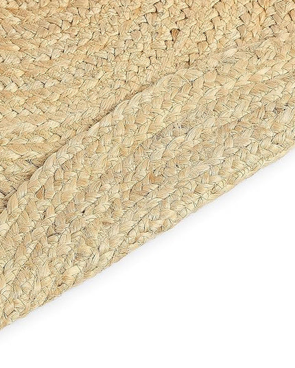 REDEARTH · Oval Area Rug - 2'x3' Braided Natural Jute with Non-Skid Backing - Handwoven Boho Rug for Bedroom, Kitchen, Living Room - Farmhouse Aesthetic Home Decor - Durable Handmade Rug