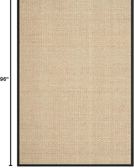 SAFAVIEH Area Rug 5x8 - Natural Fiber Collection - Natural & Black, Seagrass, Basketweave Pattern with Border (NF114C)