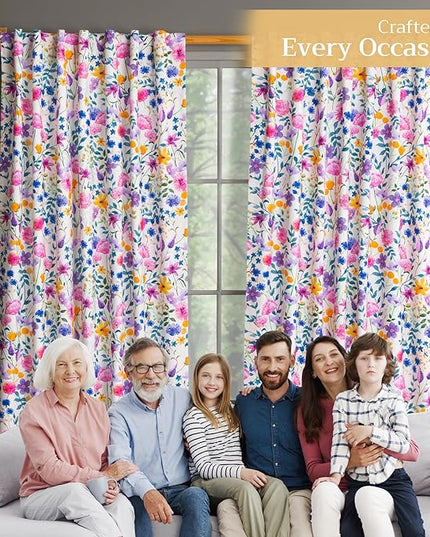 Maison d'Hermine Curtains for Living Room 100% Cotton 124 inch Length Two Panels Window Curtains for Bedroom with Loop & Rod Pockets - Maia, 50" W x 124" L