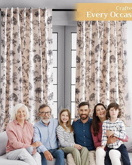 Maison d' Hermine Curtains for Living Room 100% Cotton 84 inch Length Two Panels Light Filtering Toile Curtains for Bedroom Windows with Rod and Loop Pockets Drapes (Bonobo Grey, 50" W x 84" L)