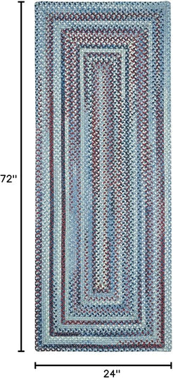 Capel American Heritage Barn Blue 2' 0" X 6' 0" Runner Concentric Rectangle Braided Rug