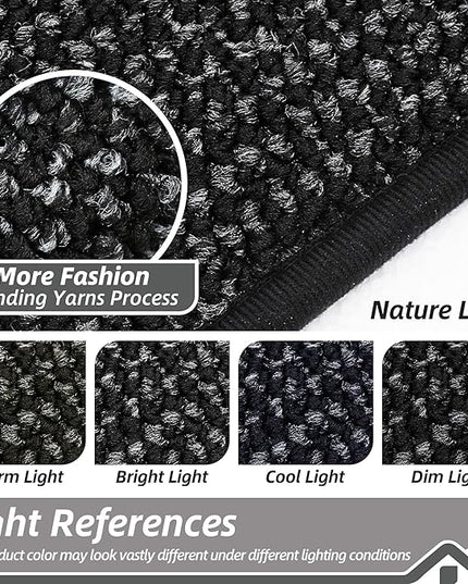 BEQHAUSE Dirt Trapper Door Mat 36" x 60", Non-Slip Washable Doormats Entrance Mat, Dirt Resistant and Absorbent Welcome Mat, Low Profile Floor Mats for Front Back Door and Entryway, Black
