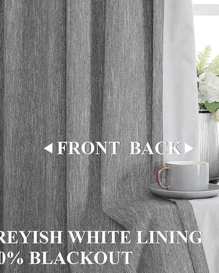 Vision Home Charcoal Grey Pinch Pleated Full Blackout Curtains Room Darkening Window Curtains for Living Room Bedroom Thermal Insulated Pinch Pleated Drapes with Hooks Back Tab 2 Panel 40" Wx102 L