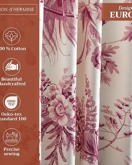 Maison d' Hermine Curtains for living room 100% Cotton 124 inch length One Panel Light Filtering Toile Curtain for Bedroom Windows with rod and loop Pockets Drapes (Paradise Lacquer Red, 50"W x 124"L)