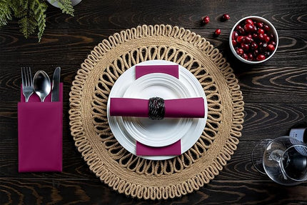 Linen-Feel Purple Paper Napkins - Decorative Cloth-Like Disposable Dinner Napkins - Soft And Absorbent. For Kitchen, Party, Wedding, Bathroom Or Any Occasion. (Pack of 100)
