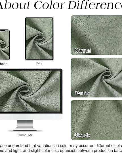 Naturoom Light Sage 48 Inch Shower Curtain - Stall Narrow Half Linen Ultra Thick Fabric Shower Curtain Set with Hooks, Boho Farmhouse Rustic RV Camper Bath Curtains for Bathroom, 48x72