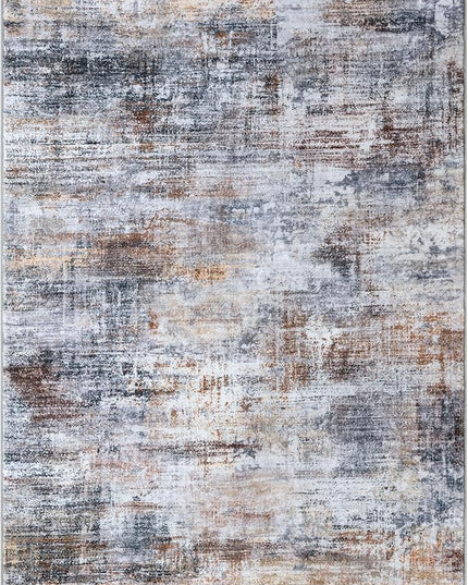 IOHOUZE Abstract Area Rug 3x5 Ft Washable Rugs for Entryway Indoor, Non Slip Kitchen Rug Printed Faux Wool Throw Rugs, Indoor Door Mat for Door Entrance Foyer Living Room, Orange Grey