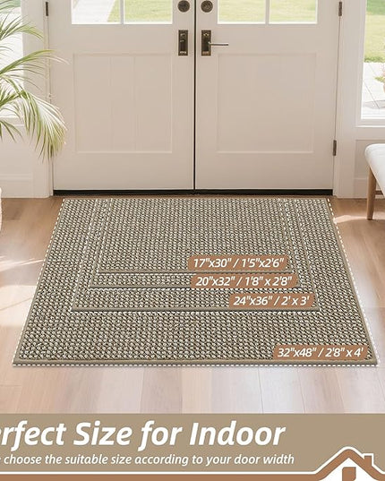 BEQHAUSE Dirt Trapper Door Mat 20" x 32", Non-Slip Washable Doormats Entrance Mat, Dirt Resistant and Absorbent Welcome Mat, Low Profile Floor Mats for Front Back Door and Entryway, Light Beige