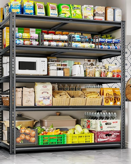72"H Storage Shelves heavy duty, 2200LBS Garage Shelving, 5 Tier Metal Shelving Unit Adjustable Garage Shelves Utility Rack Shelf for Storage Warehouse Pantry Closet,40" W × 20" D × 72" H, Black, 2PCS