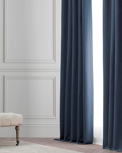 HPD Half Price Drapes Bellino Room Darkening Curtains 84 Inches Long Curtains for Bedroom & Living Room (1 Panel), 50W x 84L, Wild Blue