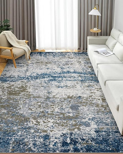 Modern Abstract Area Rug 3x5 Non Slip Non Shedding Rug Low Pile Stain Resistant for Bedroom Living Room,Navy