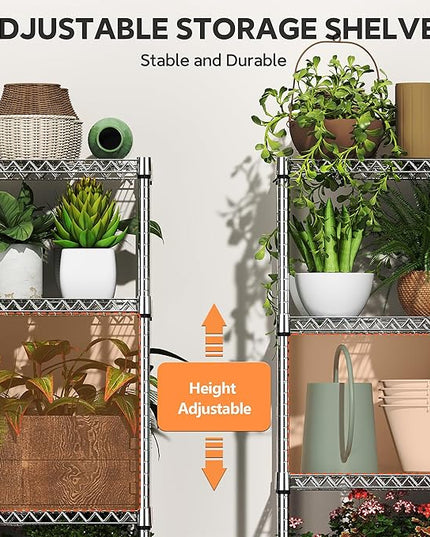 6 Tiers Storage Shelves Load 2100LBS, Metal Shelving Wire Metal Shelving Unit Shelves for Storage Adjustable Garage Shelving for Pantry Kitchen Garage Chrome 17.7" D x 47.3" W x 82.4" H