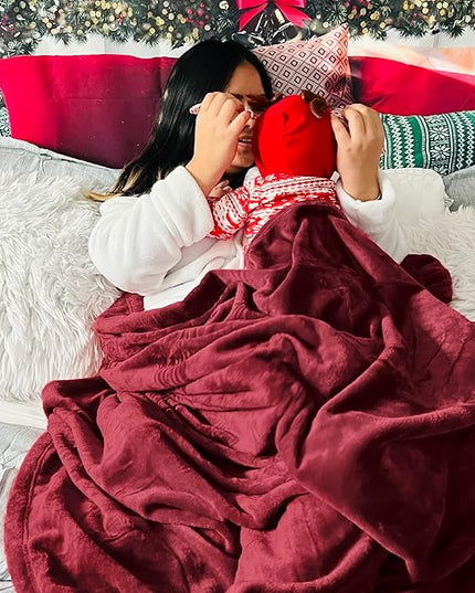 Bedsure GentleSoft Fleece Blankets King Size Burgundy - Bed Blanket Soft Lightweight Plush Cozy Fuzzy Luxury Microfiber, 108x90 inches