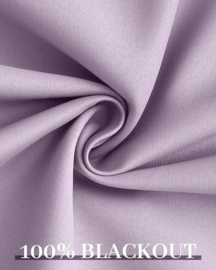 Yakamok Lilac 100% Blackout Curtains 84 Inches Long with 2 Thick Layers-Light Purple Room Darkening Thermal Insulated Window Curtain Set of 2 Panels for Bedroom Living Room 52x84 Inches,Lavender