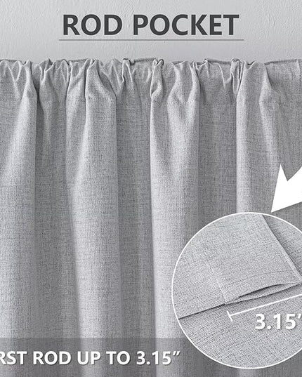 100% Blackout Curtains 90 inch Length 2 Panels Faux Linen Long Drapes for Bedroom Living Room Black Out Room Darkening Curtain Thermal Insulated Back Tab Rod Pocket(W52 x L90, Off-White)