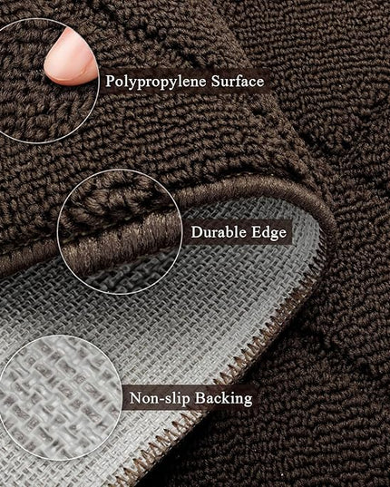 hicorfe Indoor Doormat,Front Back Door Mat Rubber Backing Non Slip Door Mats 24"x71" Absorbent Resist Dirt Entrance Doormat Inside Floor Mats for Entryway Washable Low-Profile(Coffee)