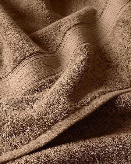 Superior Egyptian Cotton Pile 6 Piece Towel Set, Includes 2 Bath, 2 Hand, 2 Face Towels/Washcloths, Ultra Soft Luxury Towels, Thick Plush Essentials, Guest Bath, Spa, Hotel Bathroom, Latte