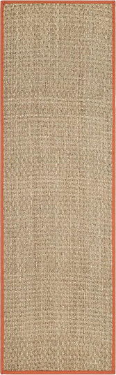 SAFAVIEH Natural Fiber Collection Runner Rug - 2'6" x 8', Natural & Rust, Seagrass, Basketweave Pattern with Border (NF114Y)