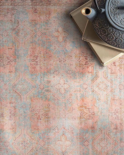 GLN Rugs Traditional Collection - Machine Washable Area Rug, Traditional Washable, Non Slip, Low Pile Chenille Rug, Living Room, Bedroom, Kitchen Rug (2'6"x10' Multicolor)