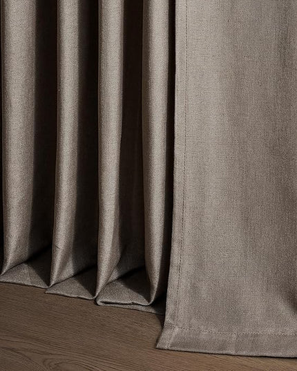 Pinch Pleated 92 Inch Curtains 2 Panels for Living Room Dark Flax Linen Curtains 92 Inches Long Pinch Pleat Drapes for Track System Light Filtering Semi Sheer Curtains for Living Room Bedroom
