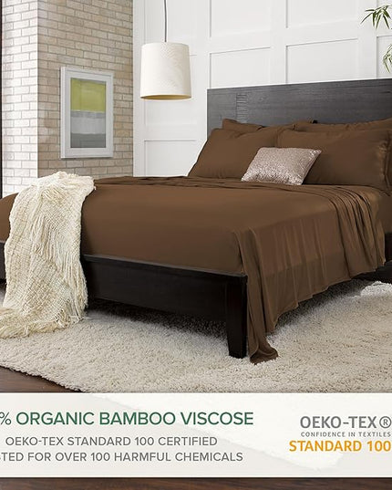 Pure Bamboo Twin Sheets, Genuine 100% Organic Viscose Derived from Bamboo Bed Sheet Set, Luxuriously Soft & Cooling, Double Stitching, 2 Year Quality Promise (Twin, Coconut Husk)