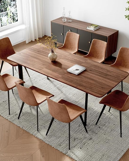 63"- 78.7" Extendable Dining Table Set for 8, Modern Kitchen Table with Dining Chairs for 6-8 Person, Thickened Expandable MDF Wooden Table with Metal Leg for Dining Room, Kitchen, Living Room