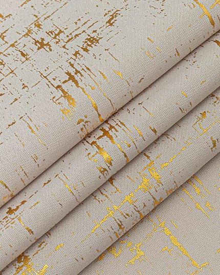 Taisier Home Gold Foil Print Linen Textured Curtains - Geometric Dots Pattern Design for Nursery, Toy Room - Thermal Insulated Window Treatment, 2 Panels, 45" L, Beige and Gold