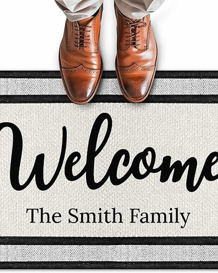 My Sign Center Personalized Doormat, Custom Welcome Mat Front Door, Indoor/Outdoor Anti Slip Backing, 18x30 Inches, Polyestere Top Made in USA