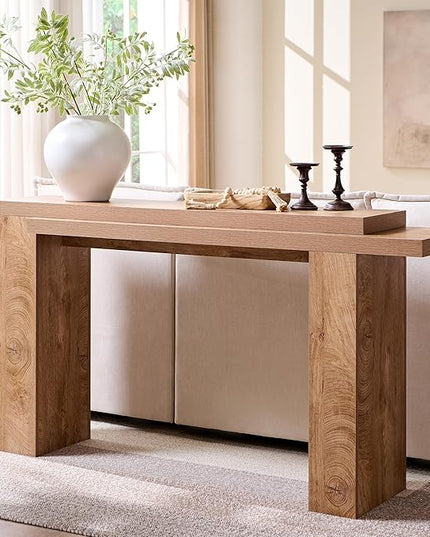 OKD 63 Inch Modern Entryway Console Table, Solid Geometry Accent Sofa Table Behind The Couch, Narrow Console Table for Entryway, Hallway, Living Room, Foyer, Light Tree Knot