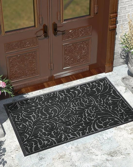 Yimobra Large Door Mat Outside Entrance 47x32, Waterproof Sturdy Outdoor Mats for Front Door, Heavy Duty Non-Slip Doormat for Garage Patio Entryway Indoor, Easy Clean, Black
