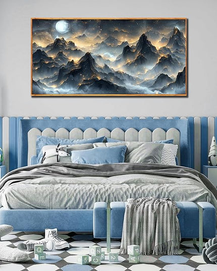 Large Wall Art Landscape Wall Paintings for Living Room Mountain Artwork Black Art 29"x 59" Nature Wall Decor Bird Posters for Home Office