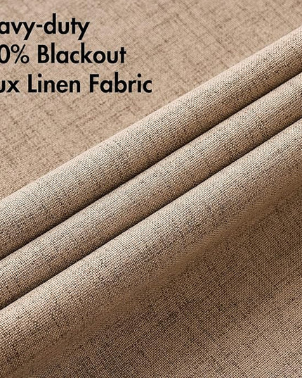 MIULEE 100% Blackout Linen Textured Curtains for Bedroom Solid Thermal Insulated Copper Brown Grommet Room Darkening Curtains & Drapes Luxury Decor for Living Room Nursery 42 x 63 Inch (2 Panels)