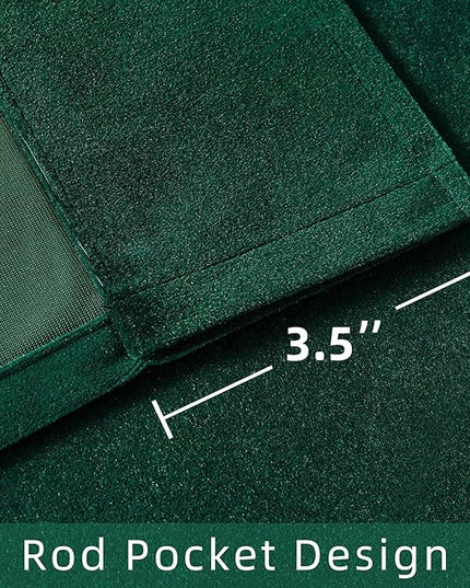 Joydeco Dark Green Velvet Curtains 84 inch Length 2 Panels Burg Set, Luxury Rod Pocket Thermal Insulated Window Blackout Curtain, Room Darkening Drapes for Living Dining Room Bedroom Privacy