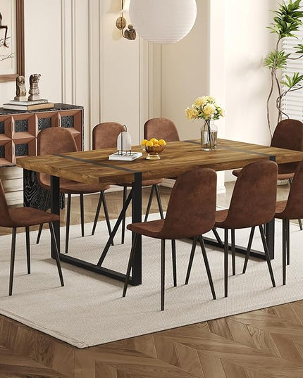 Dinner Table for 6-8, 71'' Kitchen Table,Kitchen & Dining Room Tables, MDF Wood Dining Table with Metal Legs for Living Room & Dining Room
