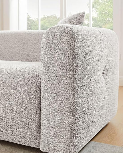VANOMi Living Room Furniture Sets Include 95" Sofa & 42" Armchairs, Boucle Upholstered Oversized Couch with Pillows, Living Room Furniture Set for Bedroom Apartment (Light Khaki, 1 Sofa+1 Chair)