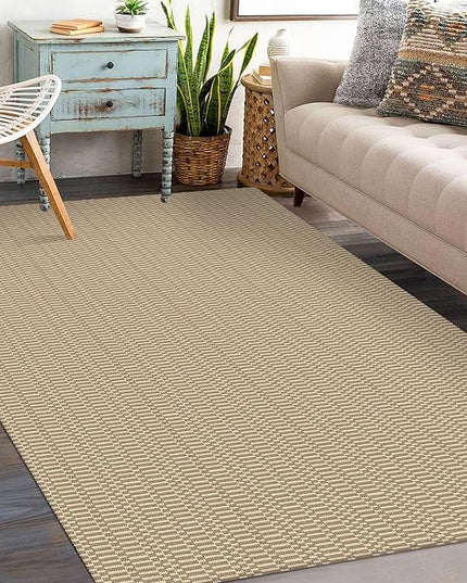 KOZYFLY Washable Entryway Rug 3x5 Ft Area Rugs Cotton Rubber Backed Throw Rugs Indoor Door Mat Kitchen Rugs Braided Floor Carpet for Front Entrance Bathroom Kitchen Living Room, Sand/Ivory