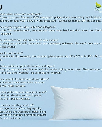 Travel Size Pillow Protectors (Set of 2) - 13x16 Pillow Covers Waterproof Hypoallergenic Dust Proof Zippered Encasement