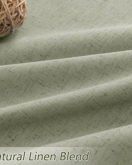 Sage Green Linen Blackout Curtains 102 Inch Length 2 Panels Set for Living Room Bedroom Back Tab Thermal Insulated 100% Black Out Linen Drapes Room Darkening Window Curtains 102 Inches Long