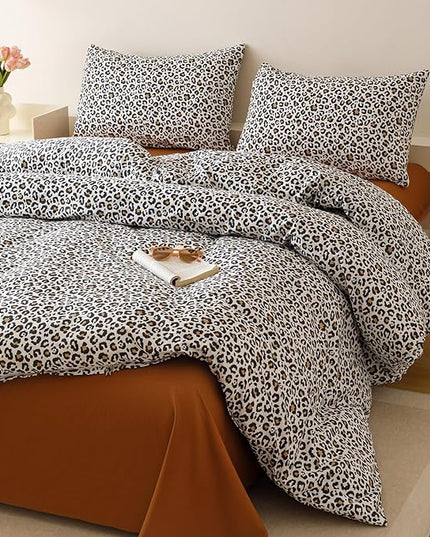Luxlovery Leopard Comforter Set Queen Animal Cheetah Printed Comforter Black White Bedding Set Fluffy Soft Blanket Quilts with 2 Pillowcases for Women Men Queen Bed