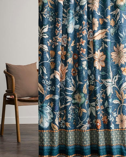 Maison d' Hermine Curtains for Living Room 100% Cotton 124 inch Length One Panel Light Filtering Curtains for Bedroom Windows with Rod and Loop Pockets Drapes (Luxury Loft Dark Teal, 50" W x 124" L)