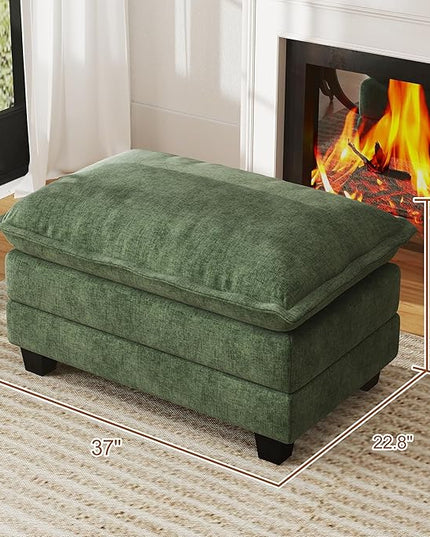 WorthFurni Cloud Couch Ottoman Modular Sectional Sofa, Comfy Deep Seat Cushion for Apartment Living Room Bedroom (Green)